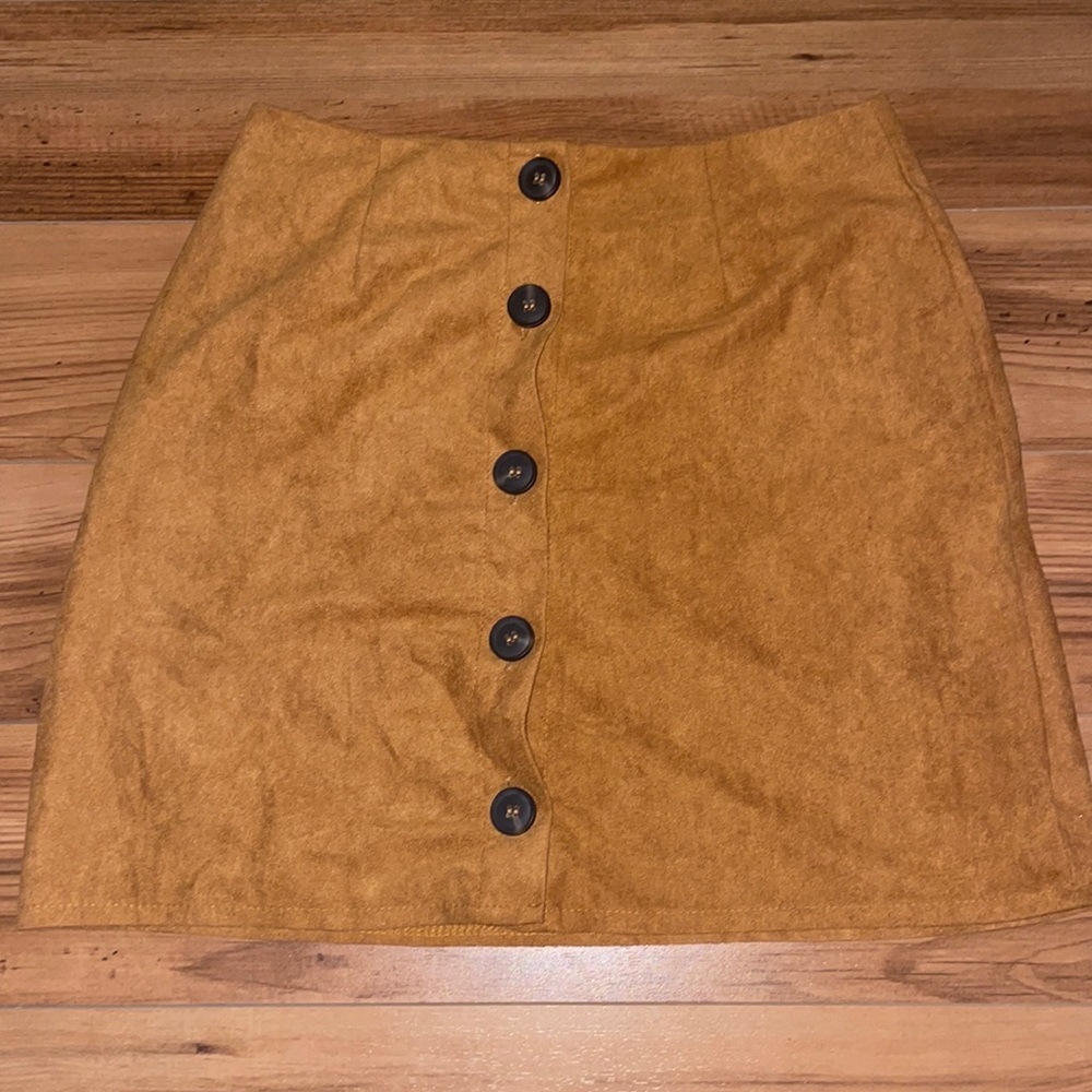 Brown Suede Bottom-Up Skirt Mid-Length, size Medium
